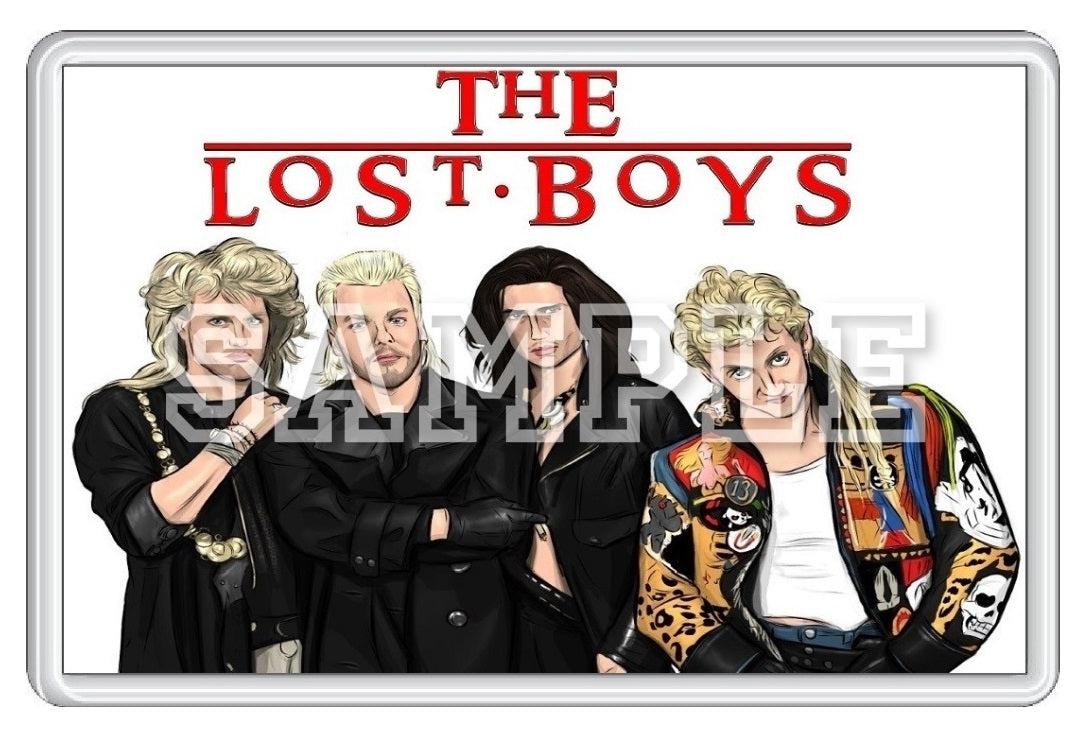 The Lost Boys 80's Movie Inspired Exclusive Hand Drawn Cast Artwork Fridge Magnet