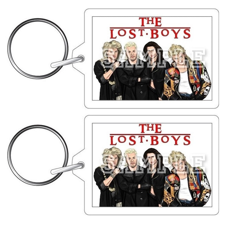 The Lost Boys 80's Movie Inspired Exclusive Hand Drawn Cast Artwork Keyring