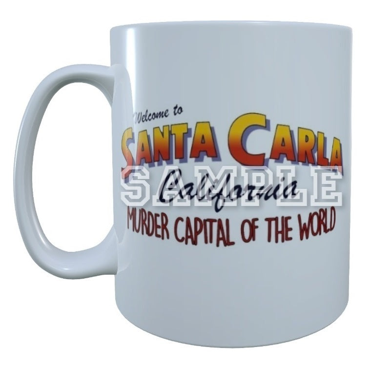 The Lost Boys 80's Movie Inspired Exclusive Hand Drawn Santa Carla Murder Capital Of The World Artwork Mug