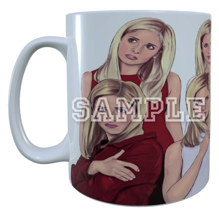 Buffy The Vampire Slayer 90's TV Series Inspired Exclusive Hand Drawn Buffy Summers Artwork Mug
