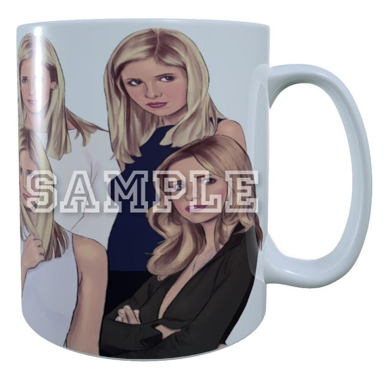 Buffy The Vampire Slayer 90's TV Series Inspired Exclusive Hand Drawn Buffy Summers Artwork Mug