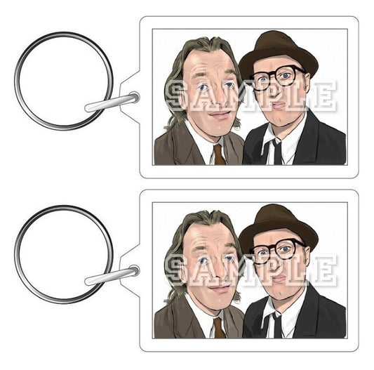 Bottom 90's TV Series Inspired Exclusive Hand Drawn Richie And Eddie Artwork Keyring
