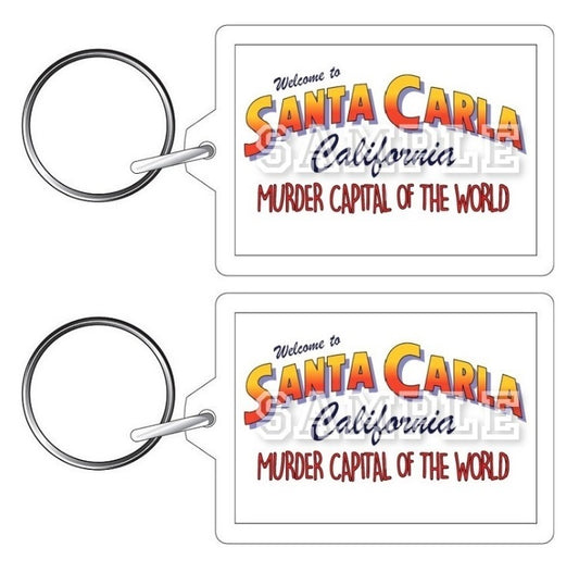 The Lost Boys 80's Movie Inspired Exclusive Hand Drawn Santa Carla Murder Capital Of The World Artwork Keyring