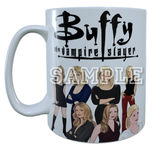 Buffy The Vampire Slayer 90's TV Series Inspired Exclusive Hand Drawn All Seasons Artwork Mug