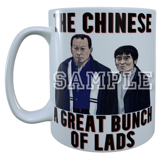 Father Ted 90's TV Series Inspired Exclusive Hand Drawn The Chinese A Great Bunch Of Lads Artwork Mug