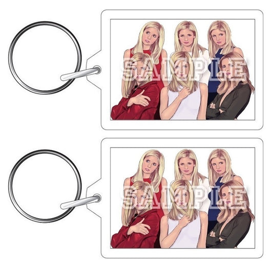 Buffy The Vampire Slayer 90's TV Series Inspired Exclusive Hand Drawn Buffy Summers Artwork Keyring